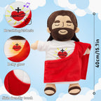 Yelakey Peluche Jesús de 15.7 pulgadas que respira, juguete musical con luz, Marrón