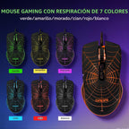 Combo teclado y mouse para gaming, auriculares, mouse pad, 10 efectos RGB Backlit