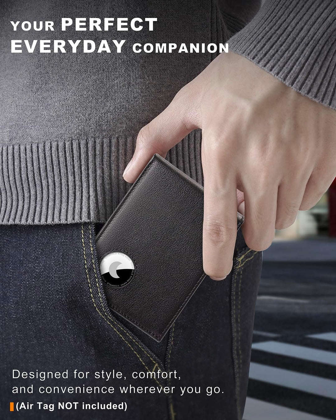 VISWORLD Billetera para hombre con soporte para Airtag, billetera b...