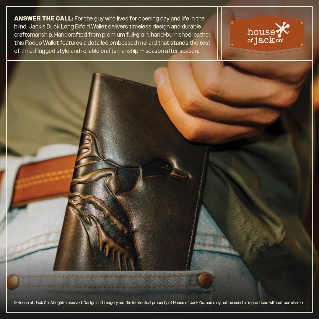 House of Jack Co. Cartera larga para hombre | Cuero de grano comple...