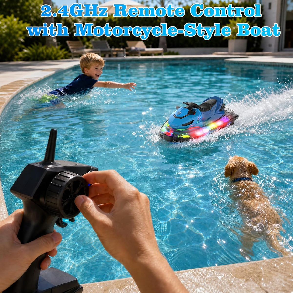 Barco a control remoto, barco a control remoto para niños y adultos, barcos RC para piscina y lago, barcos acuáticos con luz LED, barco eléctrico a control remoto, juguete de verano con