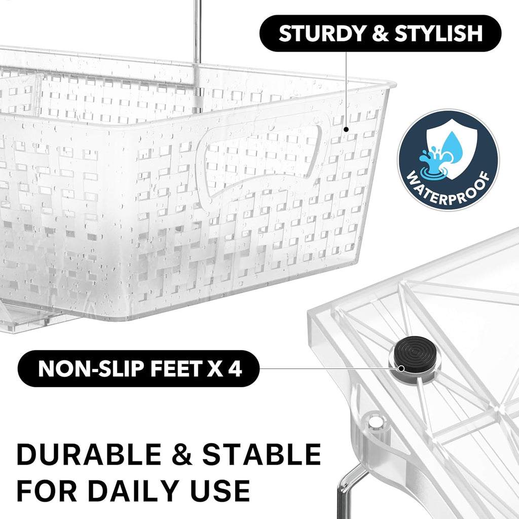 Simple Houseware Organizador Extraíble de 2 Niveles para Debajo del Fregadero, Transparente