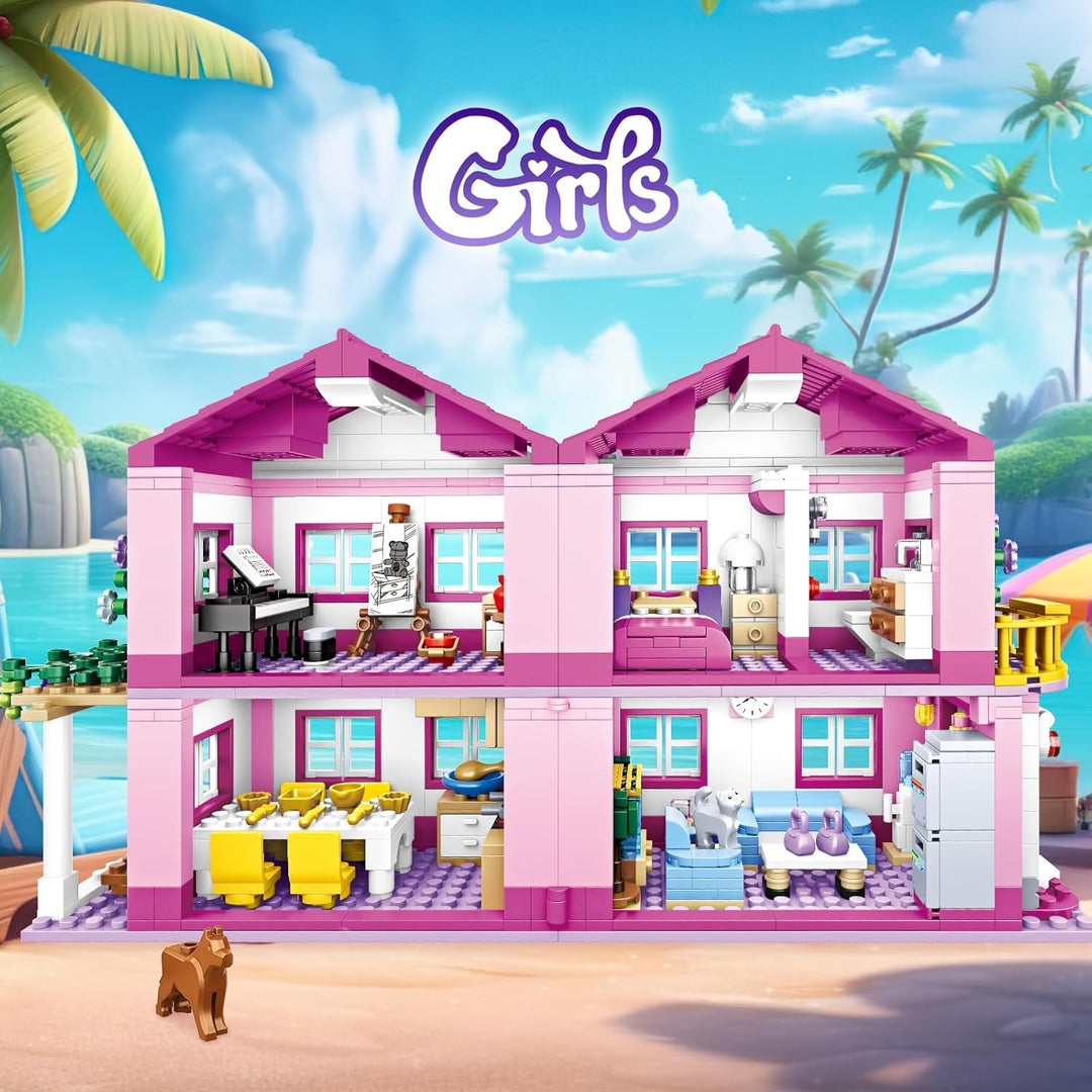 Pink Girls Summer Villa Friends - Juego de construcción