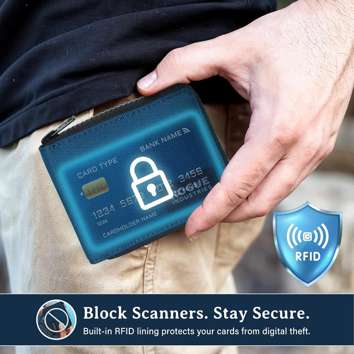 ROGUE WALLET Carteras interiores de cuero genuino para hombres, car...