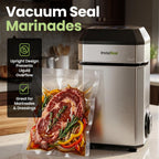 Sellador al vacío InstaSeal para alimentos con 12 bolsas, conserva los alimentos 5 veces más tiempo, diseño vertical compacto que ahorra espacio que permite que la máquina selle con calor adobos