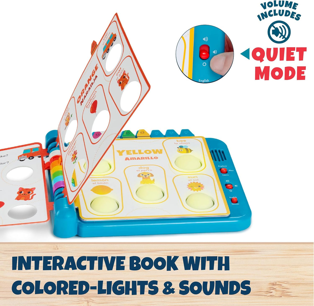 Chuckle & Roar Pop It Book, colores, inglés y español, modo silencioso, 1-4