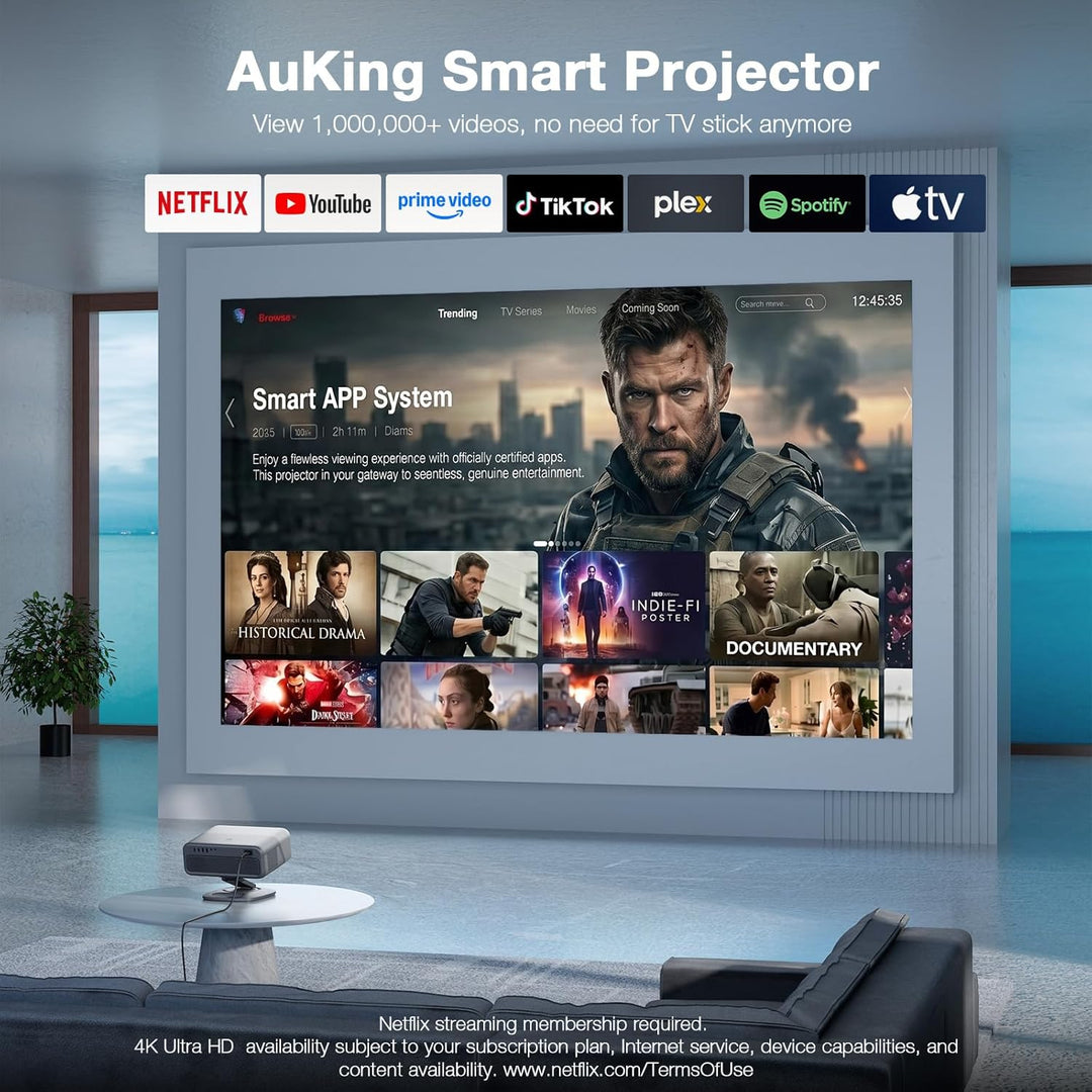 [Ahora con Netflix y 4000 ANSI] Proyector 4K con WiFi y Bluetooth,...