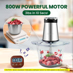 Picadora de alimentos 800W 2-12 tazas Temporizador LED 3 niveles 6 cuchillas