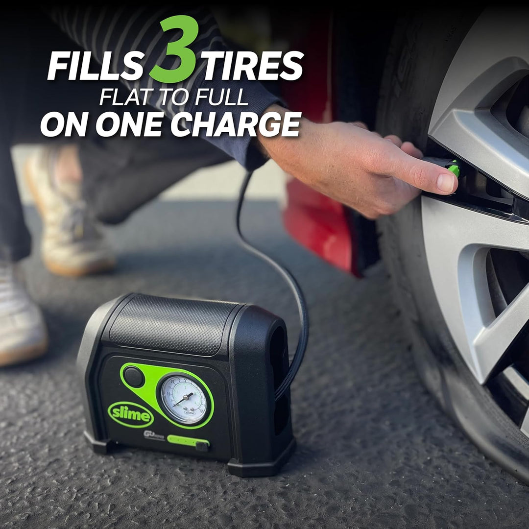 Slime 40084 Inflador de Neumáticos, Compresor de Aire Portátil Inal...