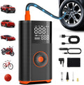 Inflador de neumáticos, compresor de aire portátil, 25 cilindros 100 W, inflado rápido, batería de 7800 mAh y bomba de aire inalámbrica de doble potencia de 12 V CC con doble calibre digital para