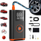 Inflador de neumáticos, compresor de aire portátil, 25 cilindros 100 W, inflado rápido, batería de 7800 mAh y bomba de aire inalámbrica de doble potencia de 12 V CC con doble calibre digital para