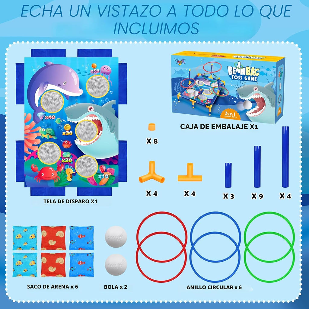 Juego de lanzamiento de bolsas de frijoles de animales, juego de lanzamiento al aire libre, suministros de fiesta familiar para niños, regalo para cumpleaños o Navidad para niños pequeños de 3, 4, 5