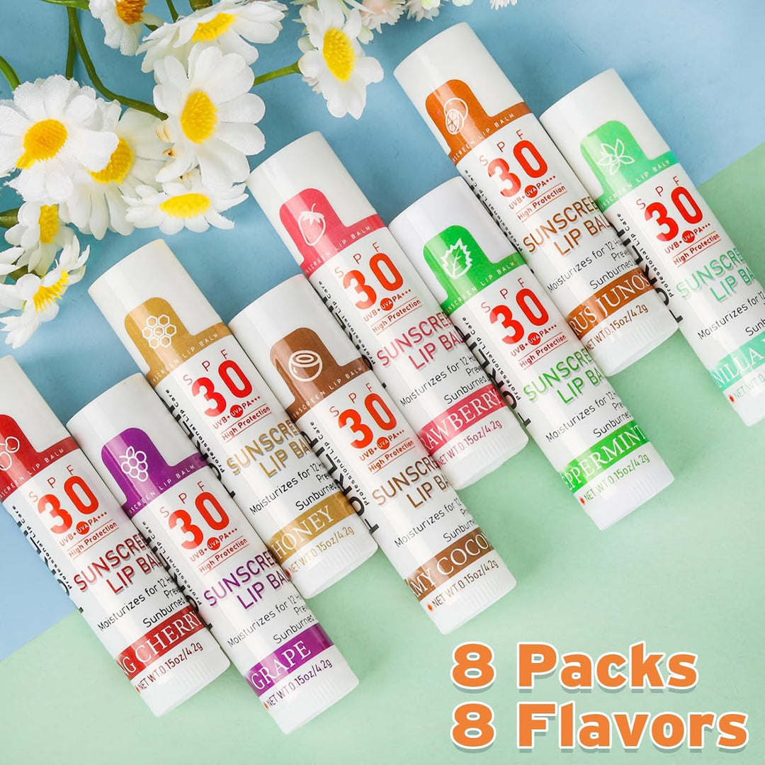 VISRIE Bálsamo labial SPF 30 con protector solar, paquete de 8 - 8...