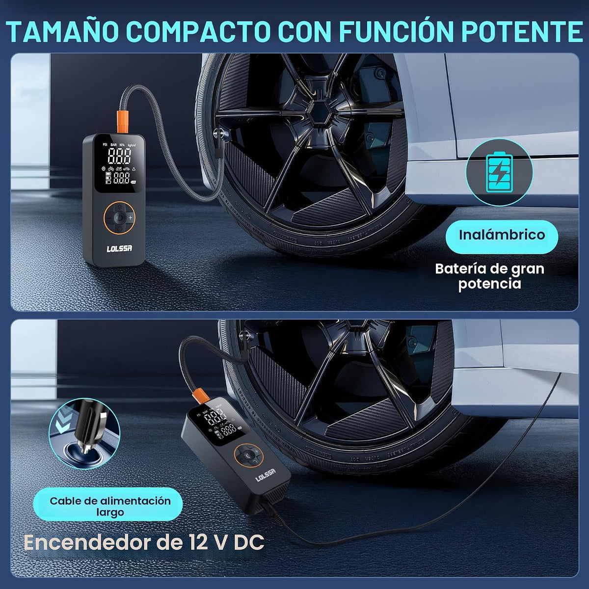 Inflador de neumáticos, compresor de aire portátil, bomba de neumát...