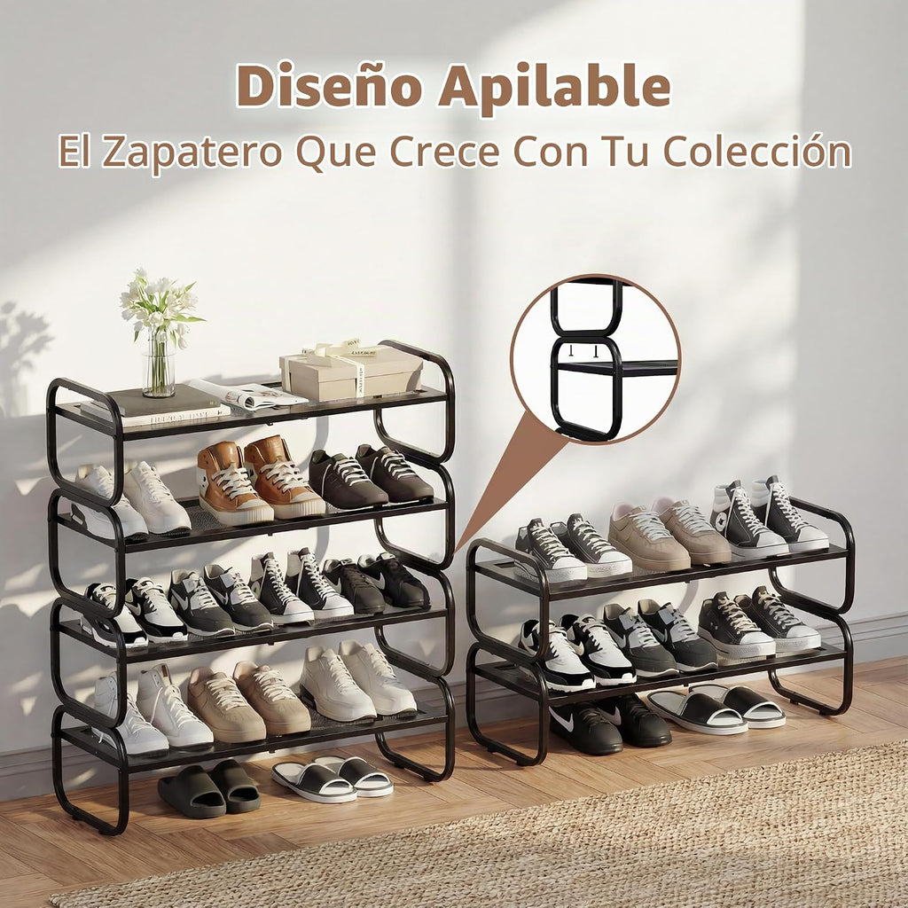 Zapatero de 4 niveles - Organizador de zapatos expandible para