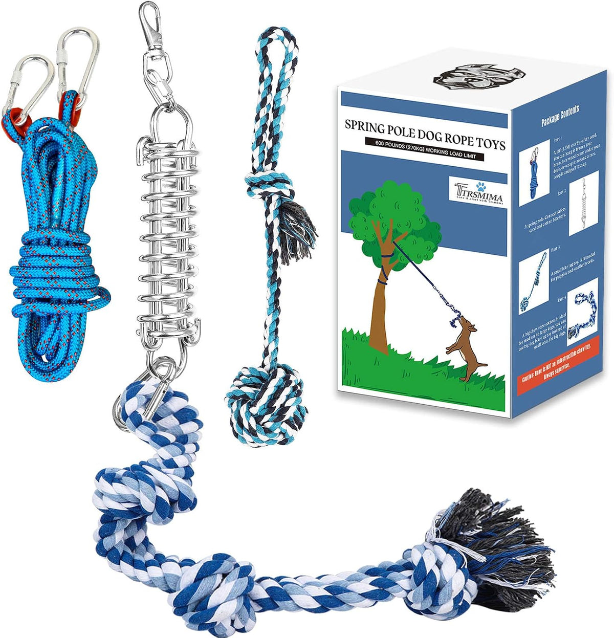 TRSMIMA - Juguetes de cuerda de poste de resorte para perros resistentes