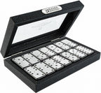 Bucher&Rossini Juego de dominó de superficie de metal doble 6 – Juego de dominó clásico negro con superficie de metal plateado, juego de dominó para adultos y niños, regalo ideal para jugadores de dominó o noche de juegos familiares