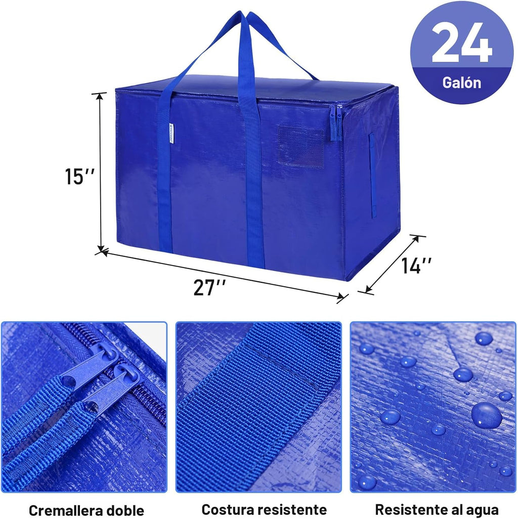 TICONN Paquete de 4 bolsas de mudanza extra grandes resistentes con cremalleras y asas de transporte, bolsas de almacenamiento duraderas para organizadores de armario y almacenamiento (paquete de 4