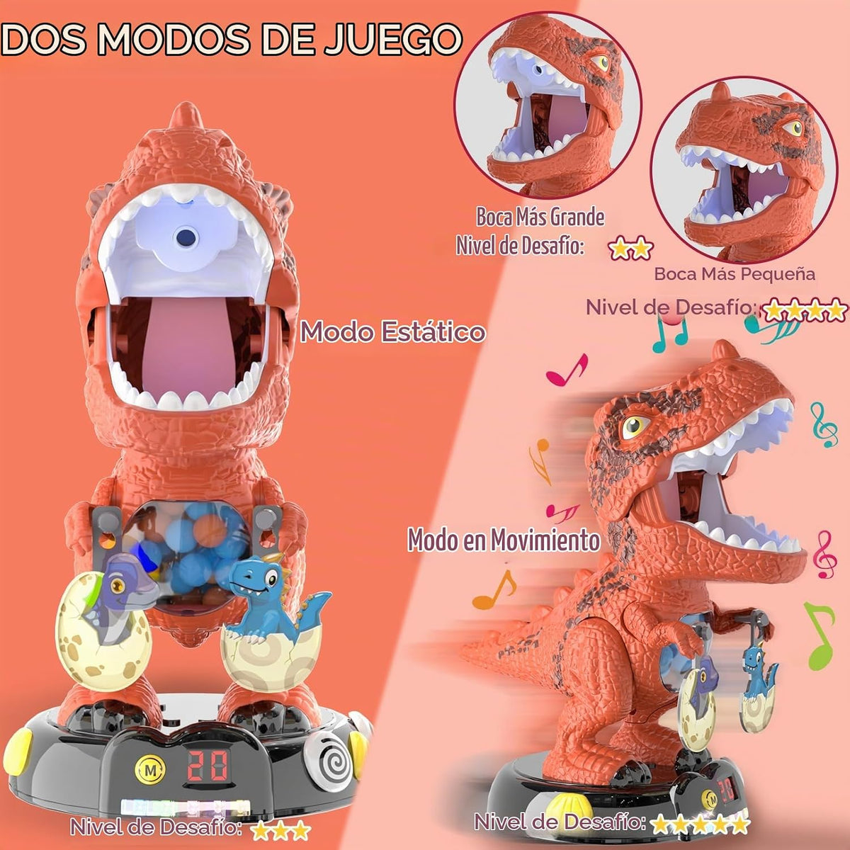 Juguetes de dinosaurio para niños de 3-5 5-7, T Rex Chomp Shot Dinosaur Blaster interesante juego de disparo de objetivos, regalo para niños de 4 a 8 años, regalos de Navidad y cumpleaños para