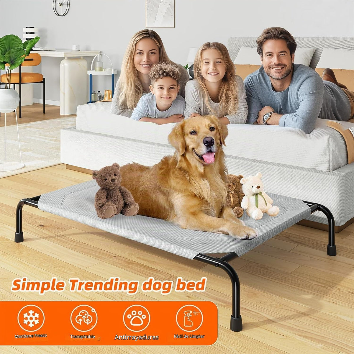 Simple Trending Cama elevada para perros grandes, cuna impermeable para