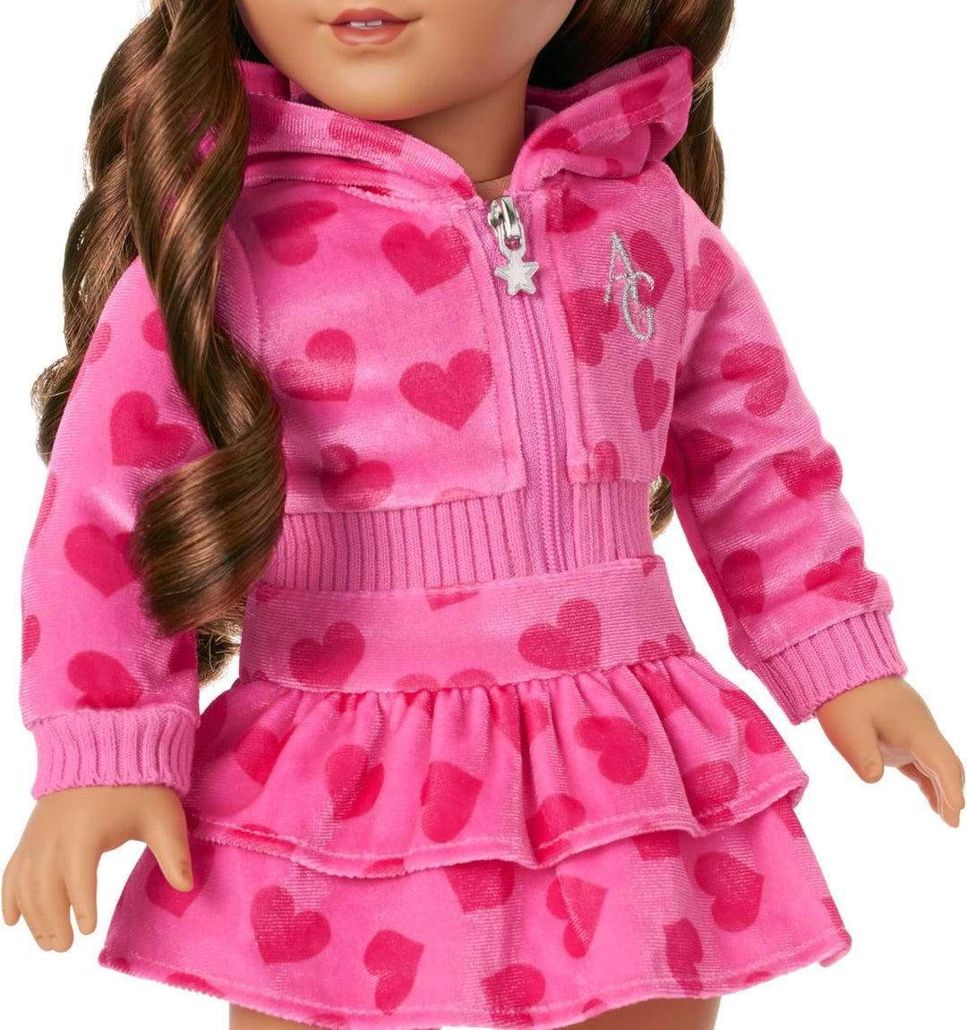 American Girl, Truly Me, vestido con capucha de corazones rosas con...