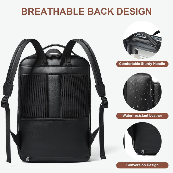 Mochila de cuero Shrrie para laptop para mujeres y hombres, mochila...