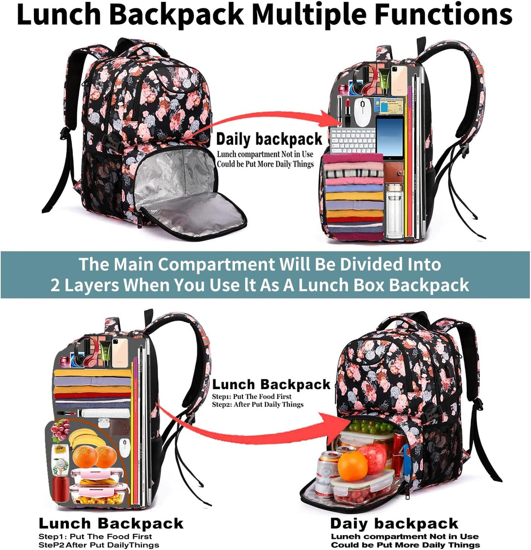 HILUSEN Mochila de almuerzo para mujer, lonchera térmica aislada, m...