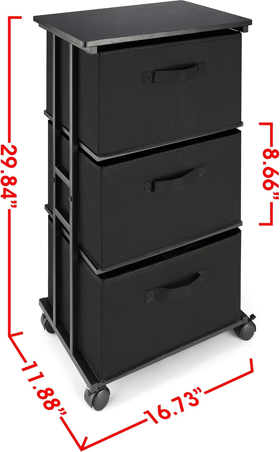 Cómoda de almacenamiento con 3 cajones, cómoda de tela, torre de almacenamiento vertical para dormitorio, armario, oficina, negro