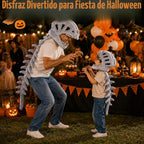 Disfraz de esqueleto de dinosaurio, juguetes de peluche de espinosaurio 3D con calavera y columna vertebral, cosplay de Halloween y disfraz de fiesta