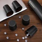 Juego de tazas de cuero para dados, 5 tazas de dados negros, 25 dados con