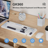 MageGee V990 - Combo de teclado y mouse inalámbricos cremosos, 99 t...
