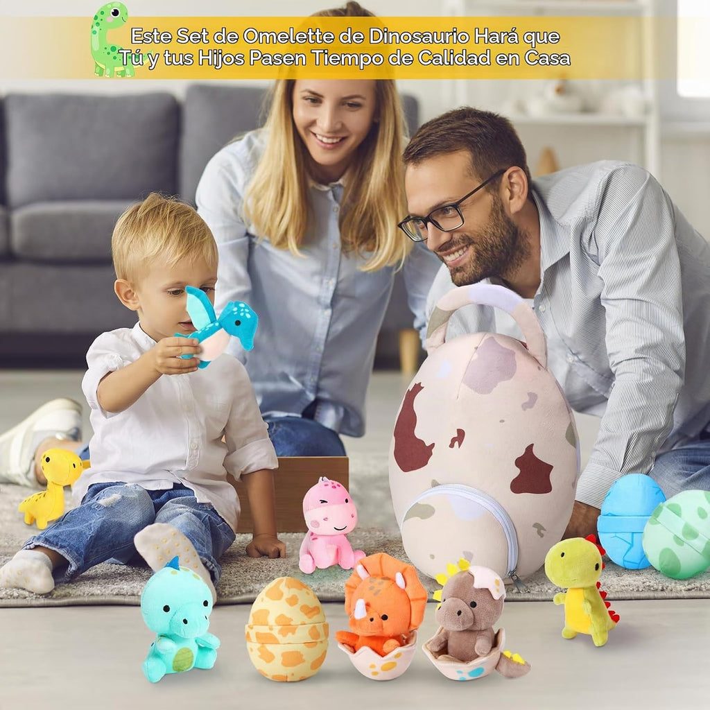 Zhanmai Kit de 11 Piezas de Peluches de Dinosaurio con Bolsa en Forma de Huevo, Pequeños, Lindos