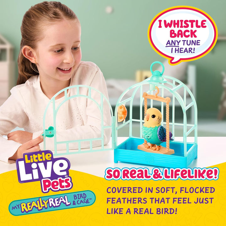 Little Live Pets Mi Pajarito Parlanchín Real y Juguetes con Jaula -...