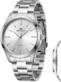 Reloj de hombre MEGALITH plateado: reloj de vestir delgado de lujo con esfera minimalista
