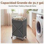 StorageWorks Cesta de lavandería con bolsa extraíble, gris, 120L