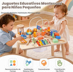 Mesa de actividades para niños pequeños, juguetes Montessori de madera 12