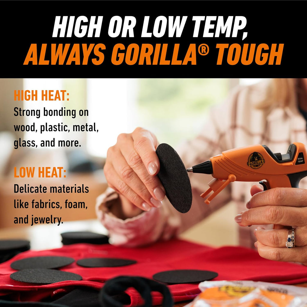 Kit de Pistola de Pegamento Caliente Mini de Gorilla (Paquete de 1 Pistola de Pegamento Caliente Mini y 30 Barras) - Doble Temperatura, Boquilla de Precisión y Disparador de Fácil Apretón