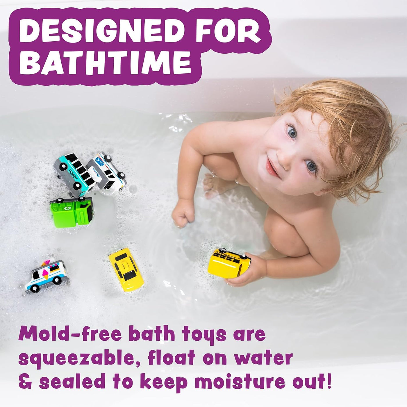 Tub Works Vehicles - Juguetes de baño sin moho para coches