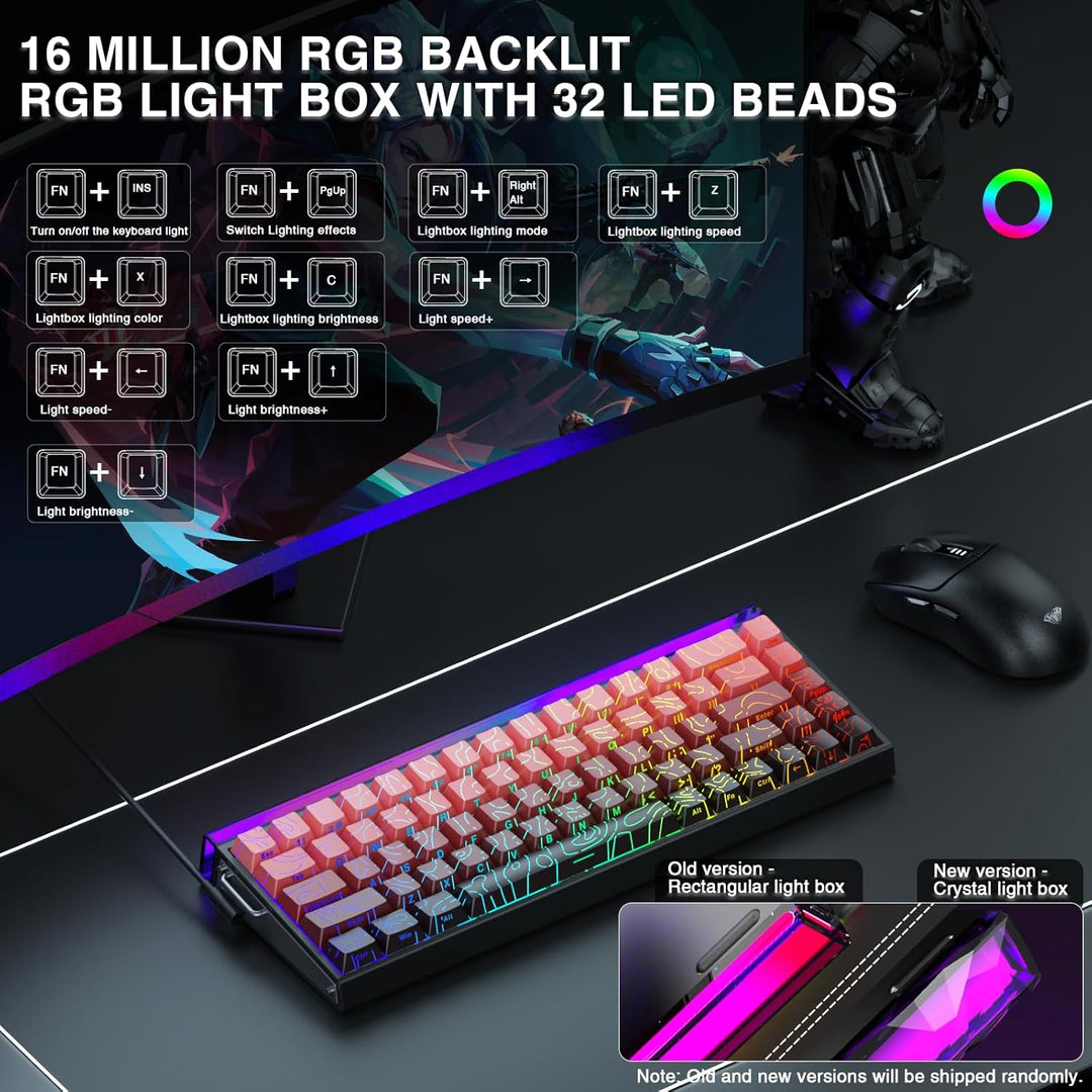 AULA Hero 68 HE 60% Teclado Gaming Cableado, Teclado con Interrupto...