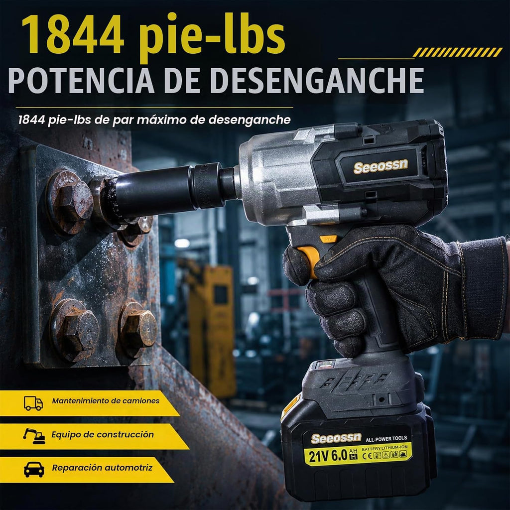 Seesson - Llave de impacto inalámbrica de 3/4 pulgadas, 2500 N.m de alto