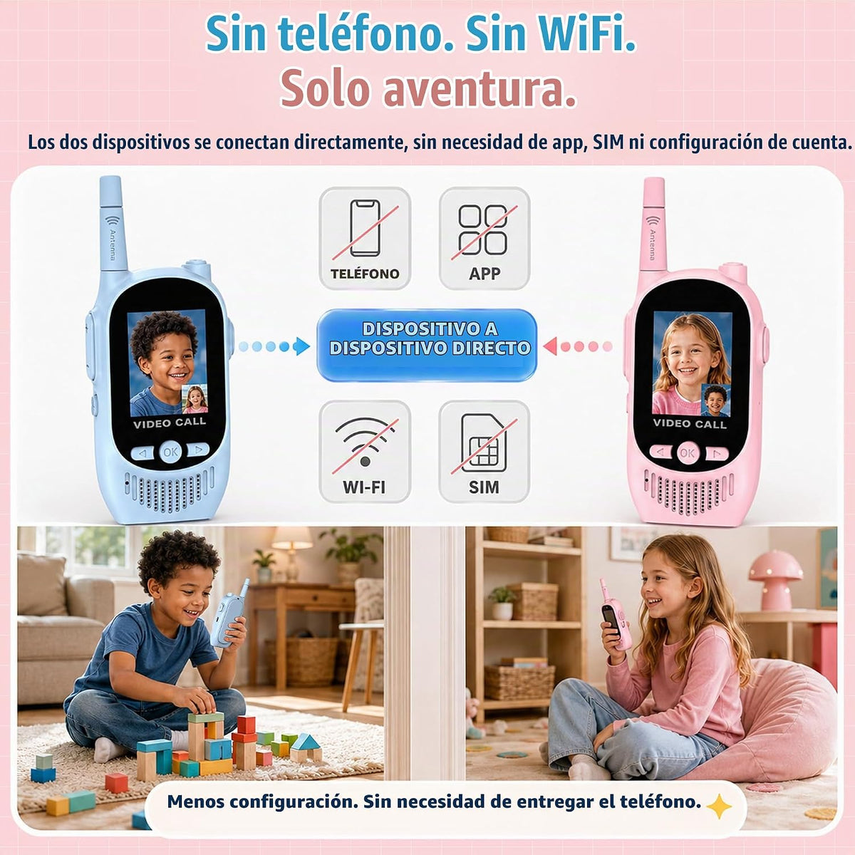 Walkie Talkies de video para niños, paquete de 2 juguetes recargables para cámara y pantalla, chat de campamento de largo alcance para interiores y exteriores, radios bidireccionales, regalos de