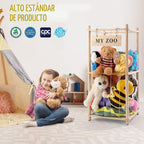 Almacenamiento de Animales de Peluche Zoo, Organizador de Animales de Peluche de Madera con Cuerdas Elásticas para Niños y Niñas, Soporte de Almacenamiento de Juguetes de Peluche que Ahorra