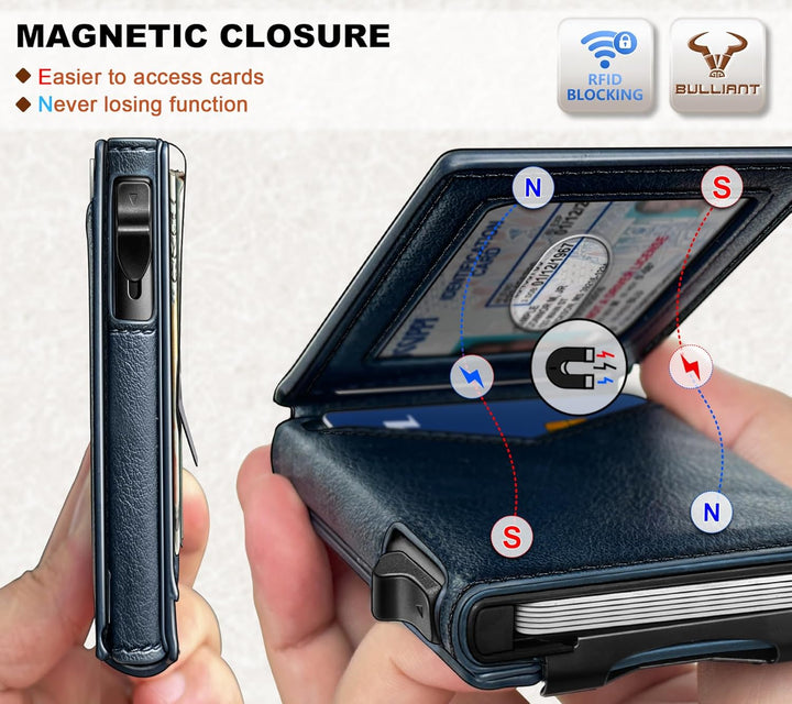 Cartera BULLIANT para hombre, cartera con clip para billetes delgad...