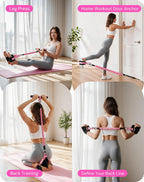 Banda de resistencia de pedal multifunción con mango, mangas protectoras de nailon y ajustable de 15/15/30 libras, equipo de entrenamiento para abdominales, cintura, brazos, piernas