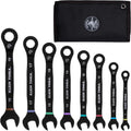 KLEIN TOOLS 69408MG - Juego de llaves de trinquete combinadas, métricas, 8 piezas, 8 a 19 mm, aleación de acero, funda de espuma, 90 dientes