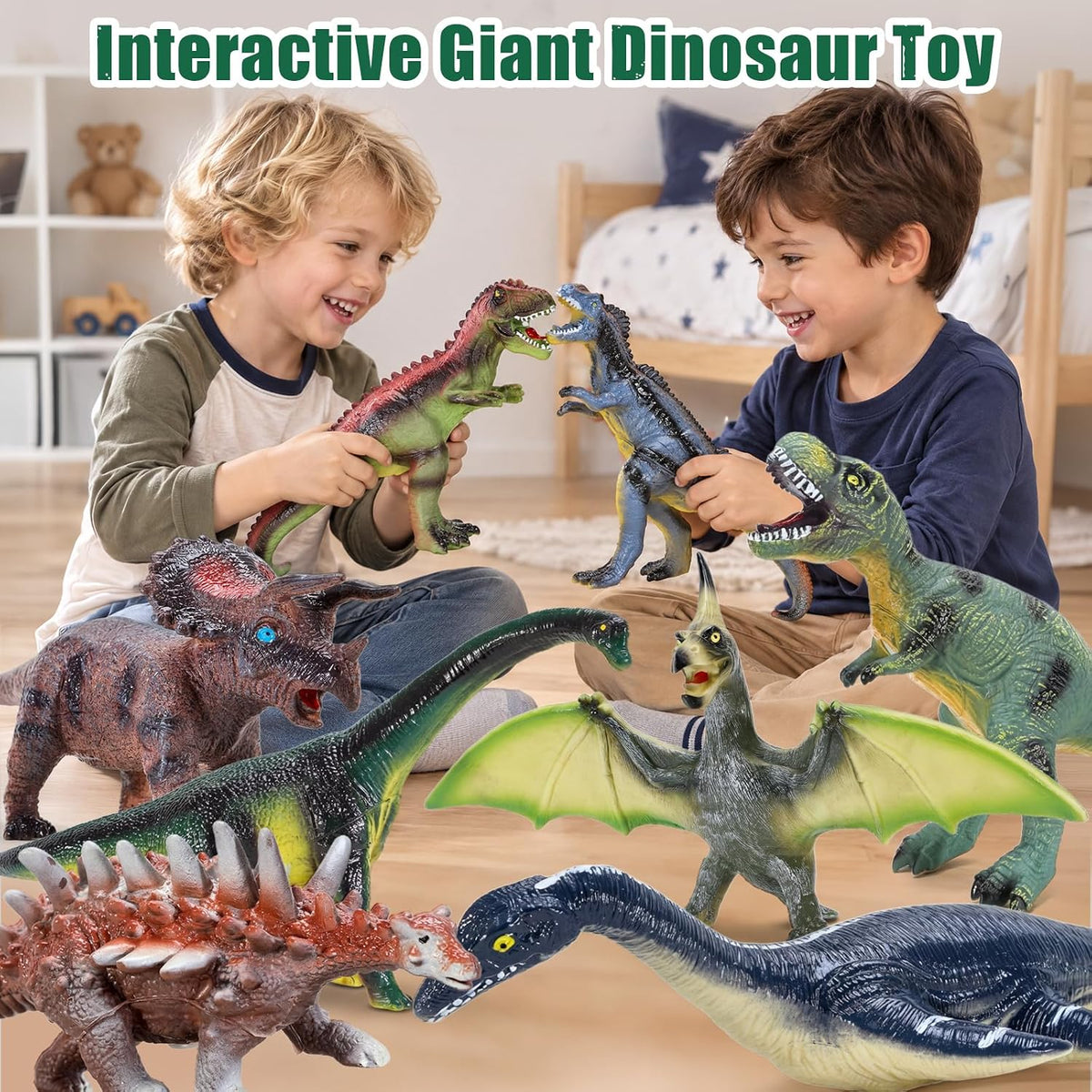 MUGEYMYD 8 piezas de juguetes de dinosaurios grandes para niños de 3 a 5