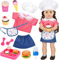 Juego de ropa y accesorios de comida para muñecas de chef