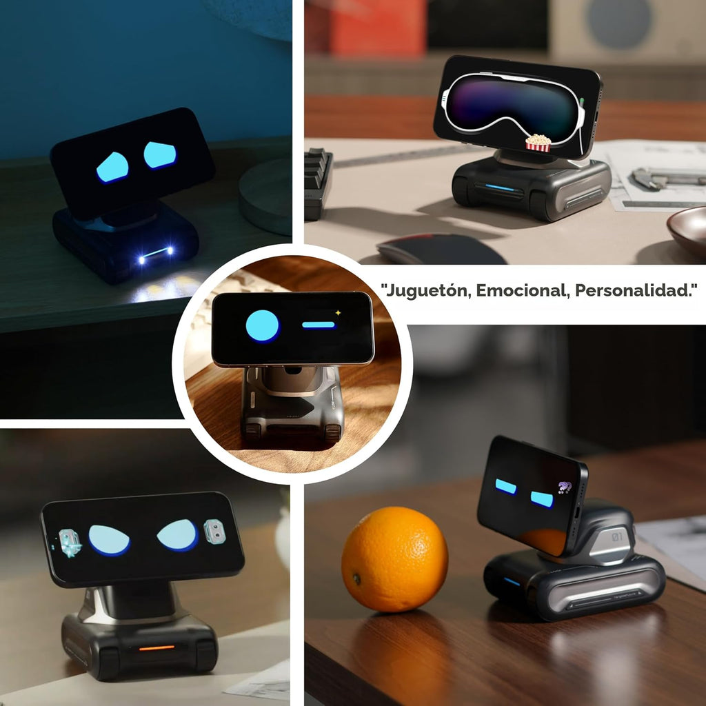 LOOI Robot-Space Black-AI Compañero de escritorio, interacción de voz ChatGPT y Gemini, comprensión visual, personalidad y memoria, carga inalámbrica de 10 W, regalo de tecnología y dispositivo, mascotas electrónicas, juguete, geek, configuración de escri