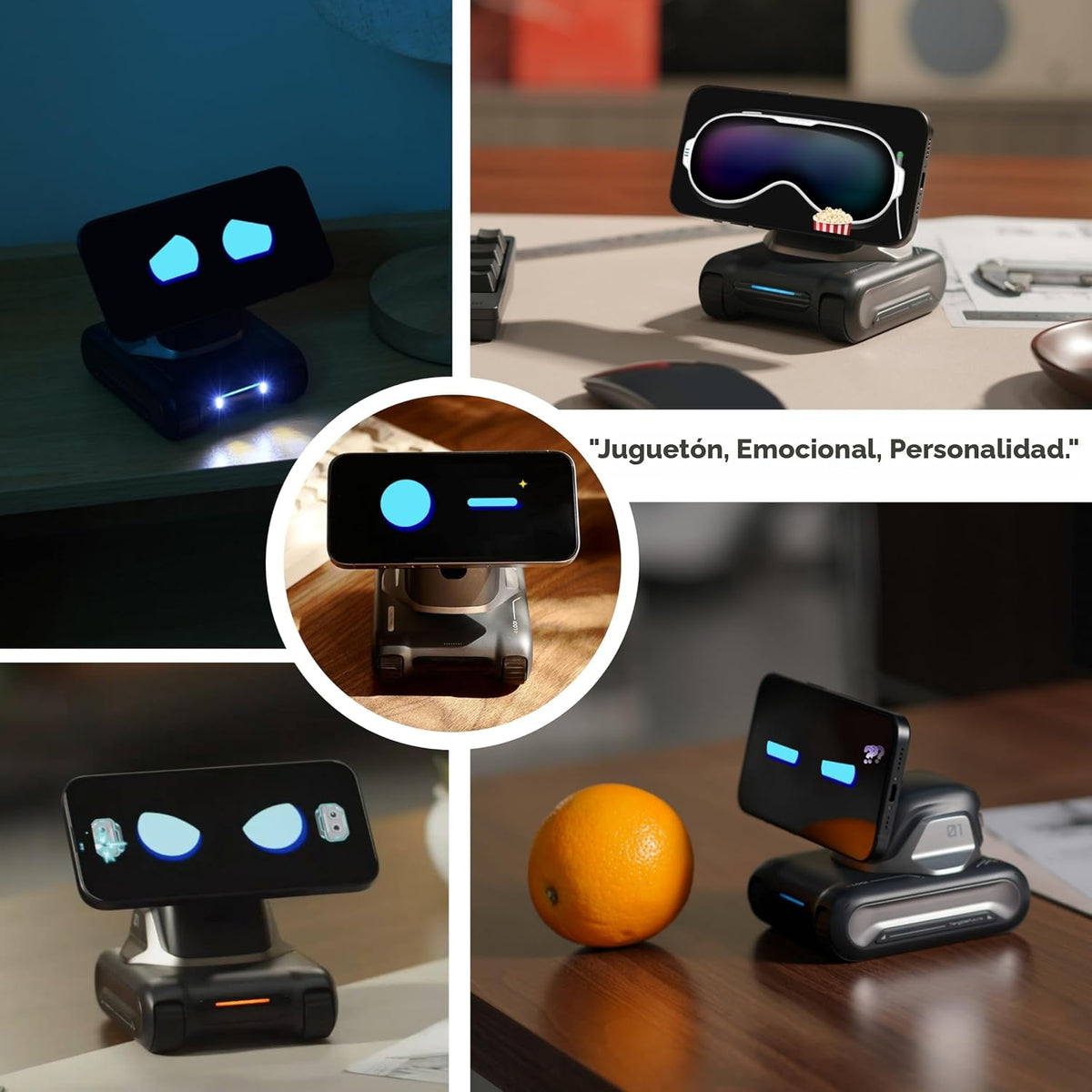 LOOI Robot-Space Black-AI Compañero de escritorio, interacción de voz ChatGPT y Gemini, comprensión visual, personalidad y memoria, carga inalámbrica de 10 W, regalo de tecnología y dispositivo, mascotas electrónicas, juguete, geek, configuración de escri