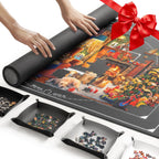 ropoda Alfombrilla enrollable de 1500 piezas de 46" x 26", protector de rompecabezas con 4 bandejas grandes de clasificación y bolsa de almacenamiento de viaje, guardador de rompecabezas enrollable